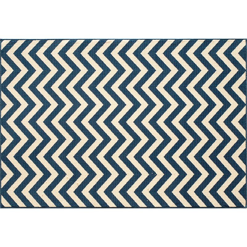 Momeni Baja Chevron Indoor Outdoor Rug, Blue, 5X7.5 Ft