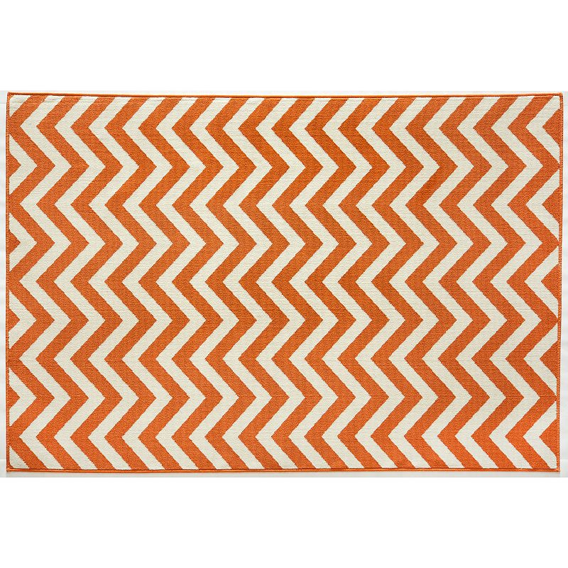 Momeni Baja Chevron Indoor Outdoor Rug, Brt Orange, 6.5X9.5 Ft