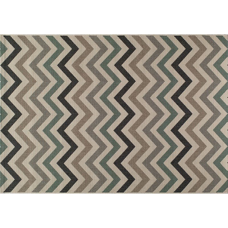 Momeni Baja Chevron Indoor Outdoor Rug, Lt Green, 5X7.5 Ft