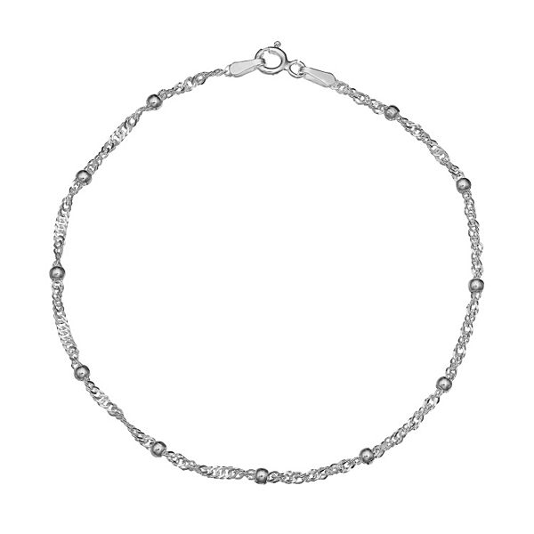 PRIMROSE Sterling Silver Beaded Singapore Chain Bracelet