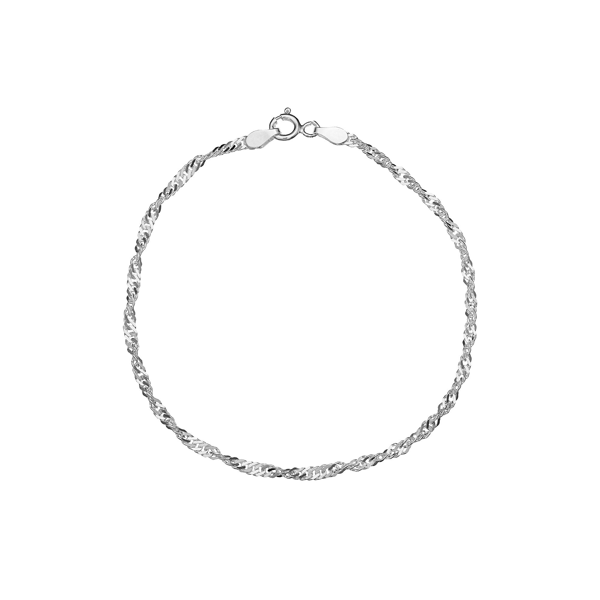 PRIMROSE Sterling Silver Rope Chain Bracelet, Womens, Size: 8, Grey