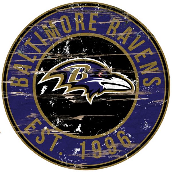 Baltimore Ravens Distressed 24 x 24 Round Wall Art