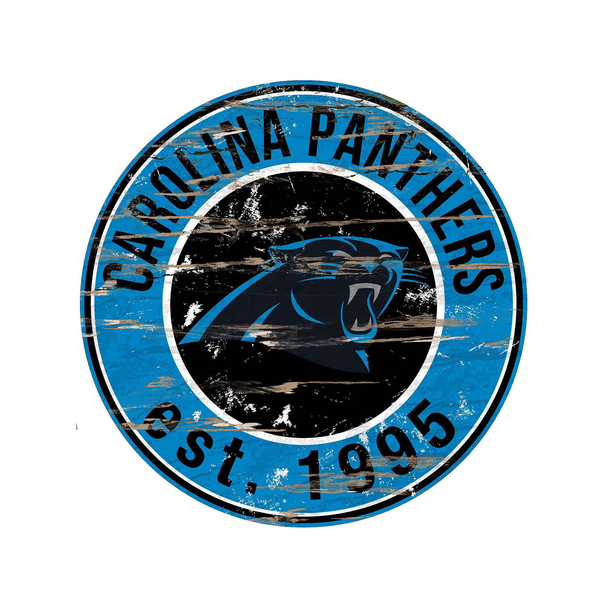 Carolina Panthers Distressed 24 x 24 Round Wall Art, Team