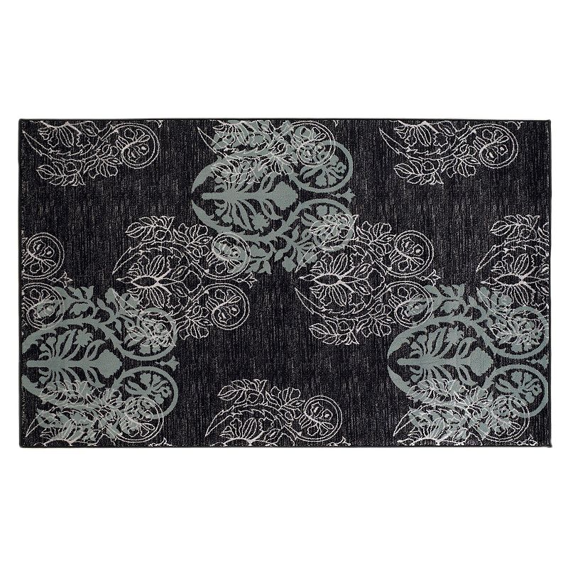 Linon Milan Scroll Rug, Black, 8X10 Ft