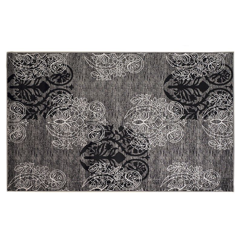 Linon Milan Scroll Rug, Grey, 8X10 Ft