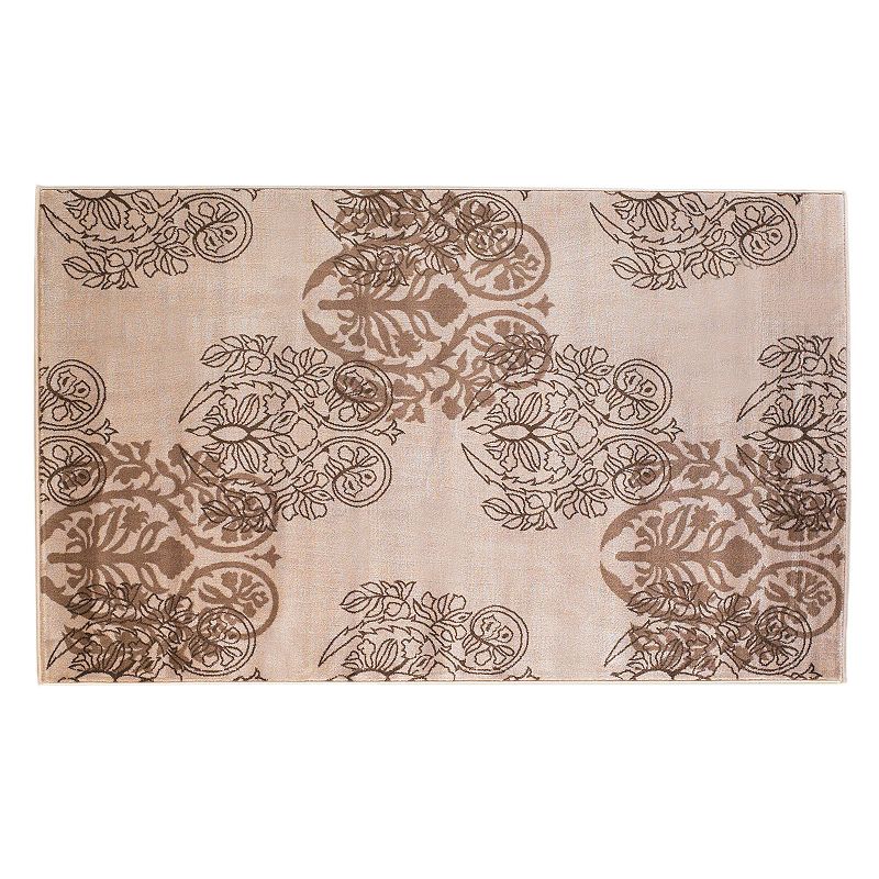 Linon Milan Scroll Rug, White, 8X10 Ft