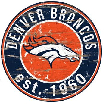 Denver Broncos Distressed 24" x 24" Round Wall Art