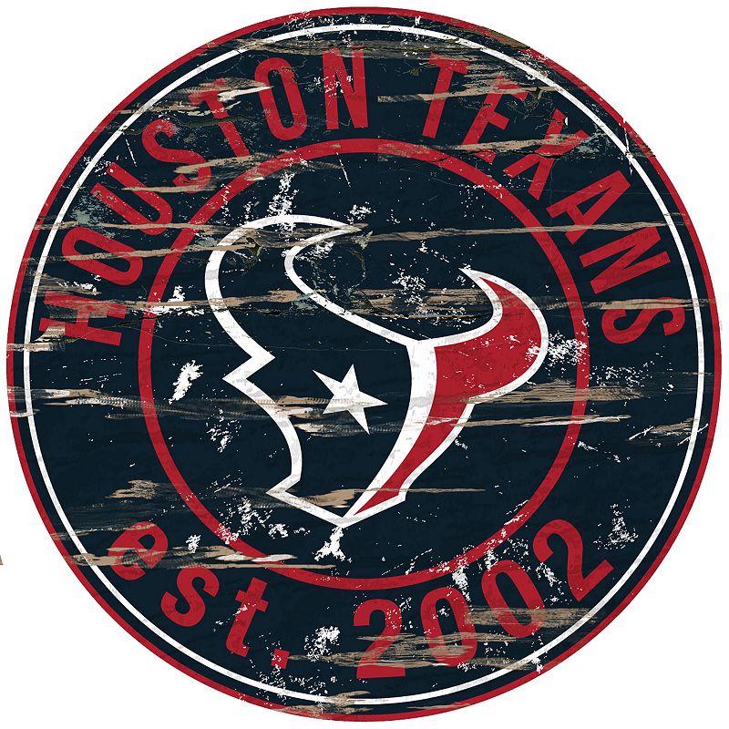 Houston Texans Distressed 24 x 24 Round Wall Art, Multicolor