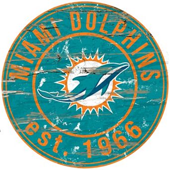 Miami Dolphins Distressed 24" x 24" Round Wall Art