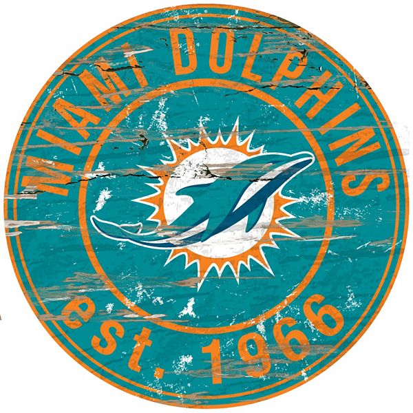 Miami Dolphins Distressed 24' x 24' Round Wall Art
