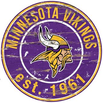 Minnesota Vikings Distressed 24" x 24" Round Wall Art
