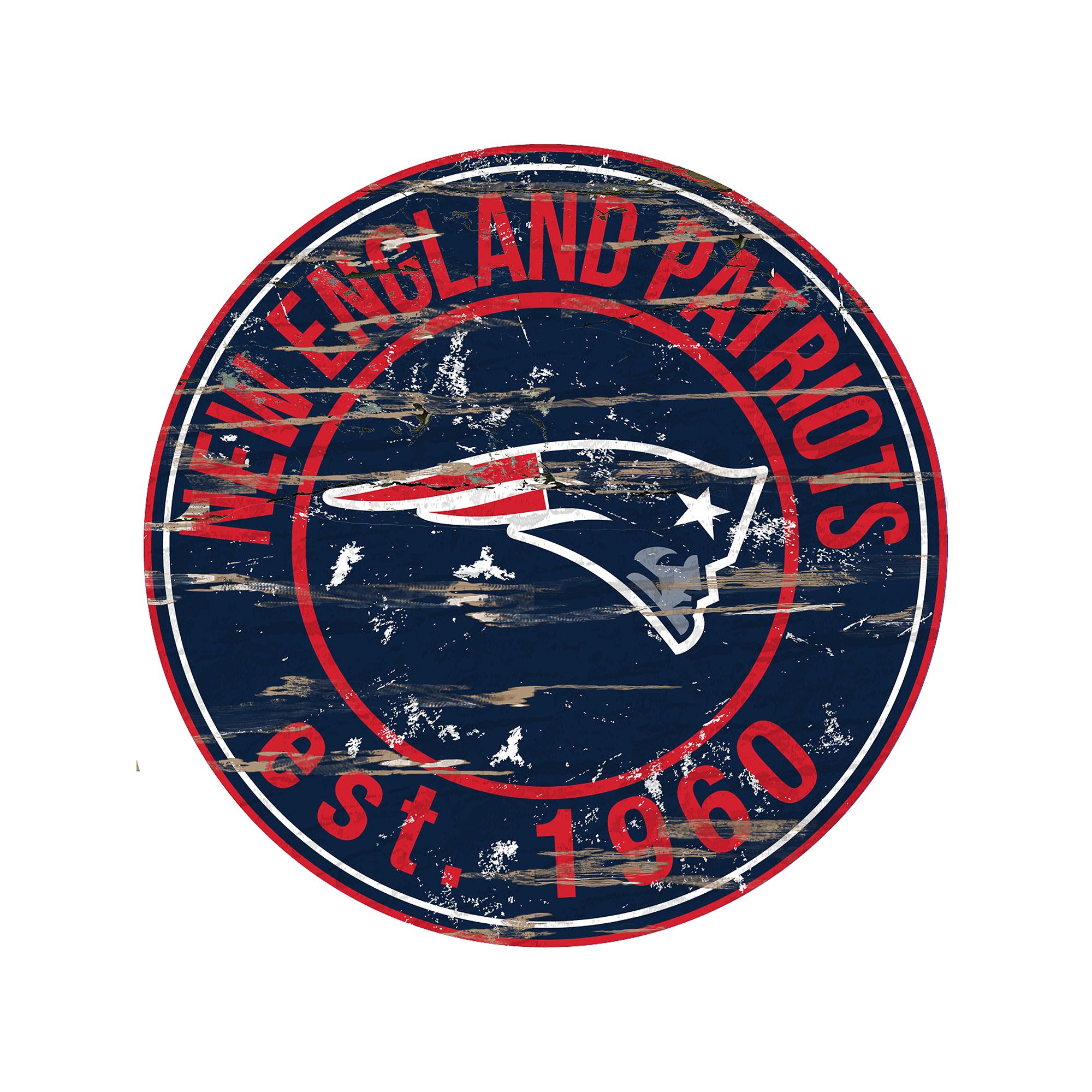 New England Patriots Distressed 24 x 24 Round Wall Art, Team