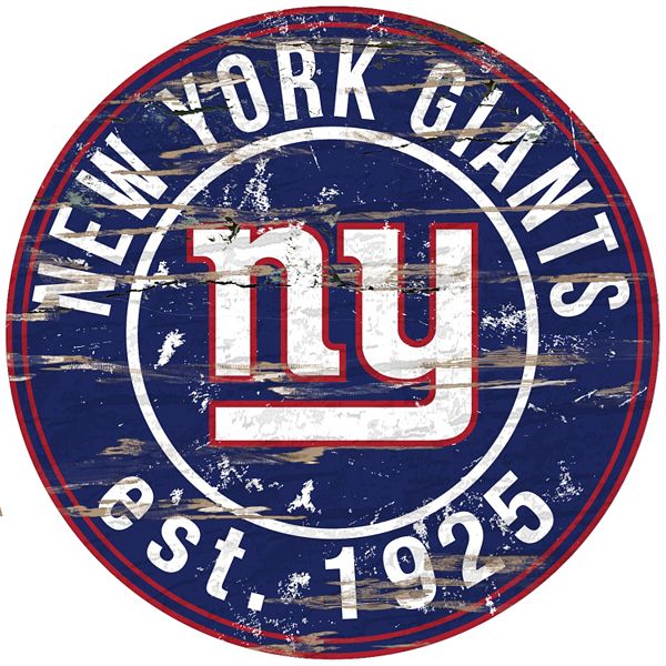 New York Giants Distressed 24" x 24" Round Wall Art