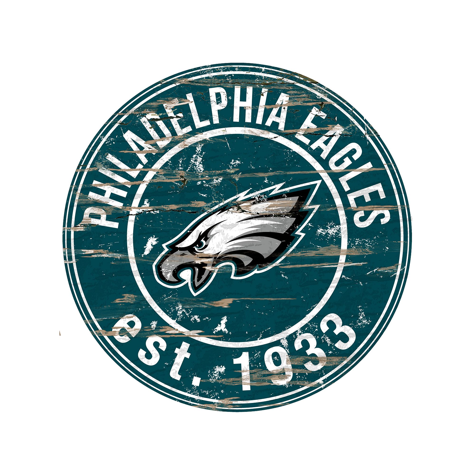 Philadelphia Eagles Distressed 24 x 24 Round Wall Art, Team