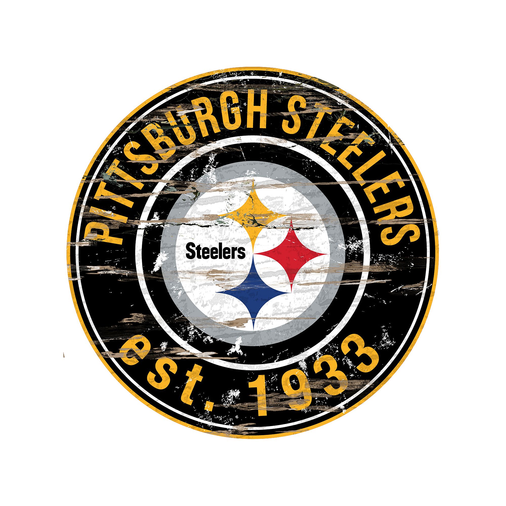 Pittsburgh Steelers Distressed 24 x 24 Round Wall Art, Team