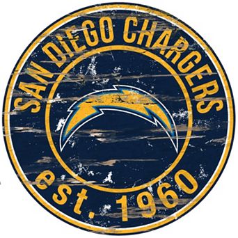 San Diego Chargers Distressed 24" x 24" Round Wall Art