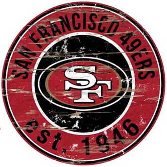 San Francisco 49ers Distressed 24" x 24" Round Wall Art