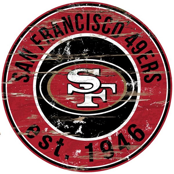 San Francisco 49ers Distressed 24 x 24 Round Wall Art