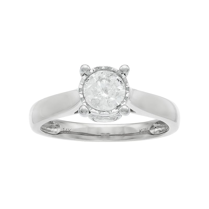 14k Gold 1 Carat T.W. Diamond Engagement Ring, Womens, Size: 7, White