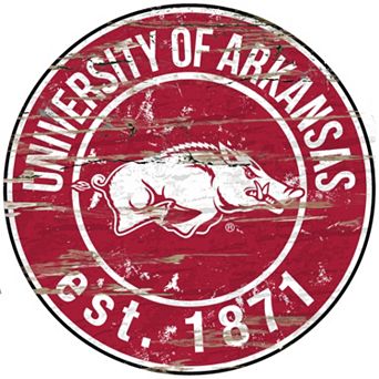 Arkansas Razorbacks Distressed 24" x 24" Round Wall Art