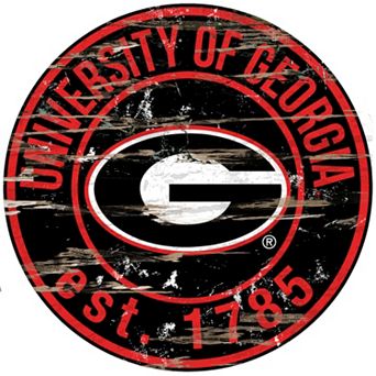 Georgia Bulldogs Distressed 24" x 24" Round Wall Art