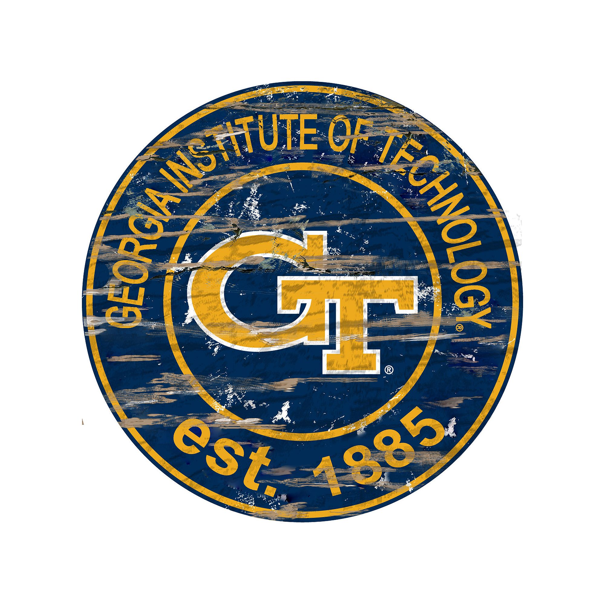 Georgia Tech Yellow Jackets Distressed 24 x 24 Round Wall Art, Team