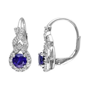 Stella Grace Lab-Created Blue & White Sapphire Sterling Silver Twist Drop Earrings