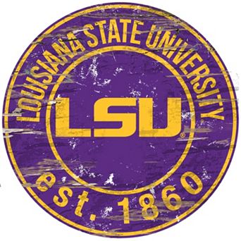 LSU Tigers Distressed 24" x 24" Round Wall Art