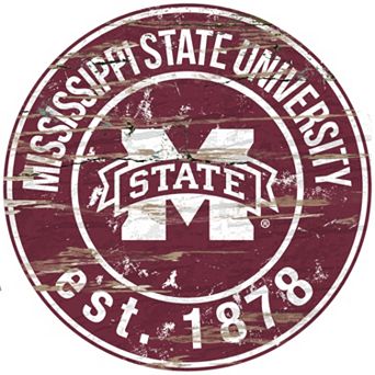 Mississippi State Bulldogs Distressed 24" x 24" Round Wall Art