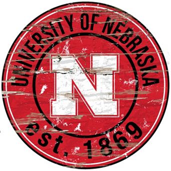 Nebraska Cornhuskers Distressed 24" x 24" Round Wall Art