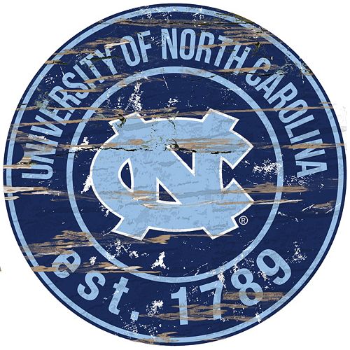 North Carolina Tar Heels Distressed 24 x 24 Round Wall Art