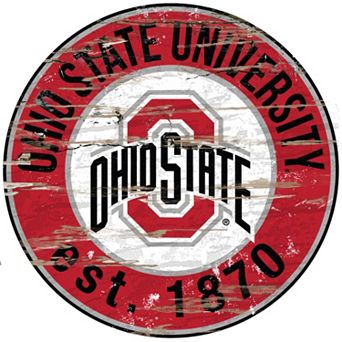 Ohio State Buckeyes Distressed 24" x 24" Round Wall Art
