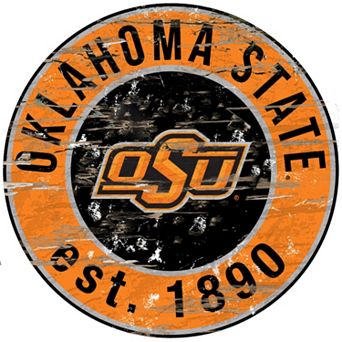 Oklahoma State Cowboys Distressed 24" x 24" Round Wall Art