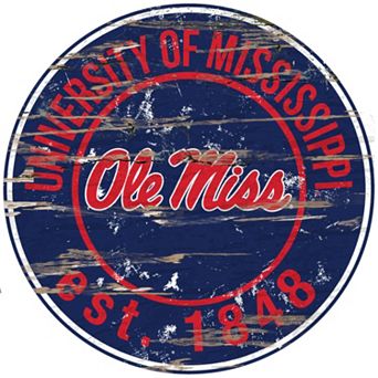 Ole Miss Rebels Distressed 24" x 24" Round Wall Art