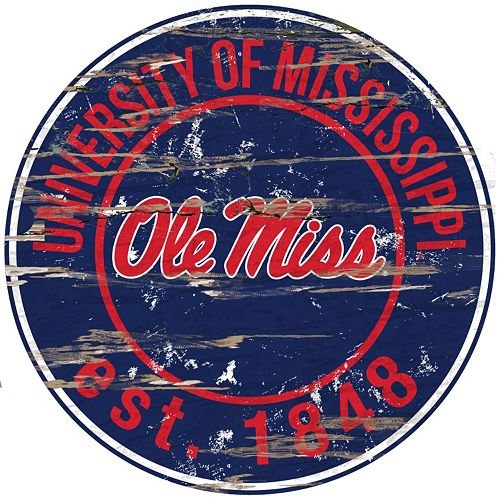 Ole Miss Rebels Distressed 24 x 24 Round Wall Art