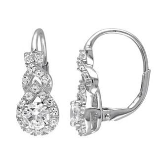 Stella Grace Lab-Created White Sapphire Sterling Silver Twist Drop Earrings
