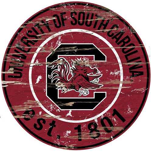 South Carolina Gamecocks Distressed 24 x 24 Round Wall Art