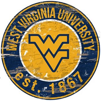 West Virginia Mountaineers Distressed 24" x 24" Round Wall Art