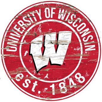 Wisconsin Badgers Distressed 24" x 24" Round Wall Art