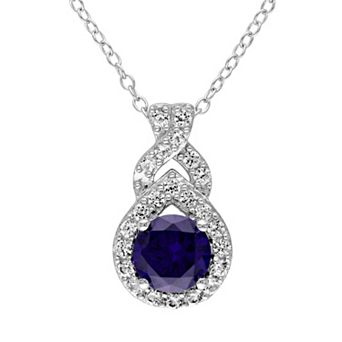 Stella Grace Lab-Created Blue & White Sapphire Sterling Silver Twist Pendant Necklace