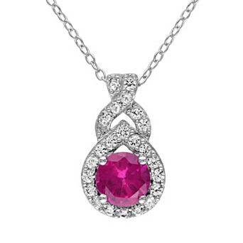 Stella Grace Lab-Created Ruby & Lab-Created White Sapphire Sterling Silver Twist Pendant Necklace