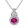 Stella Grace Lab-Created Ruby & Lab-Created White Sapphire Sterling Silver Twist Pendant Necklace