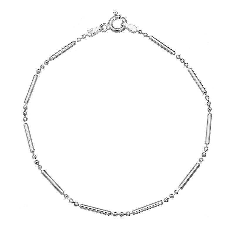 Sterling Silver Bead Chain Bracelet - 8 in., Womens, Size: 8, Grey