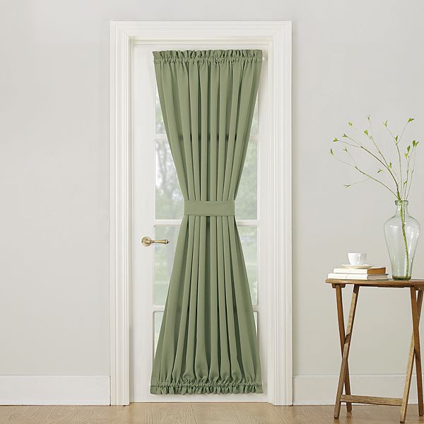 Sun Zero 1-Panel Gramercy Room Darkening Door Curtain - Sage