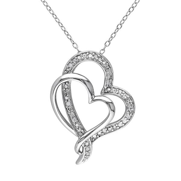 Diamond Brilliance Sterling Silver 1/4 Carat T.W. Diamond Heart Pendant Necklace, Women's, Size: 18, White