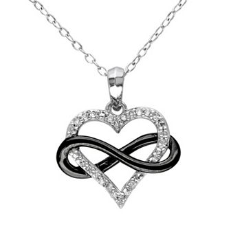 Stella Grace 1/10 Carat T.W. Diamond Sterling Silver Two Tone Infinity Heart Pendant