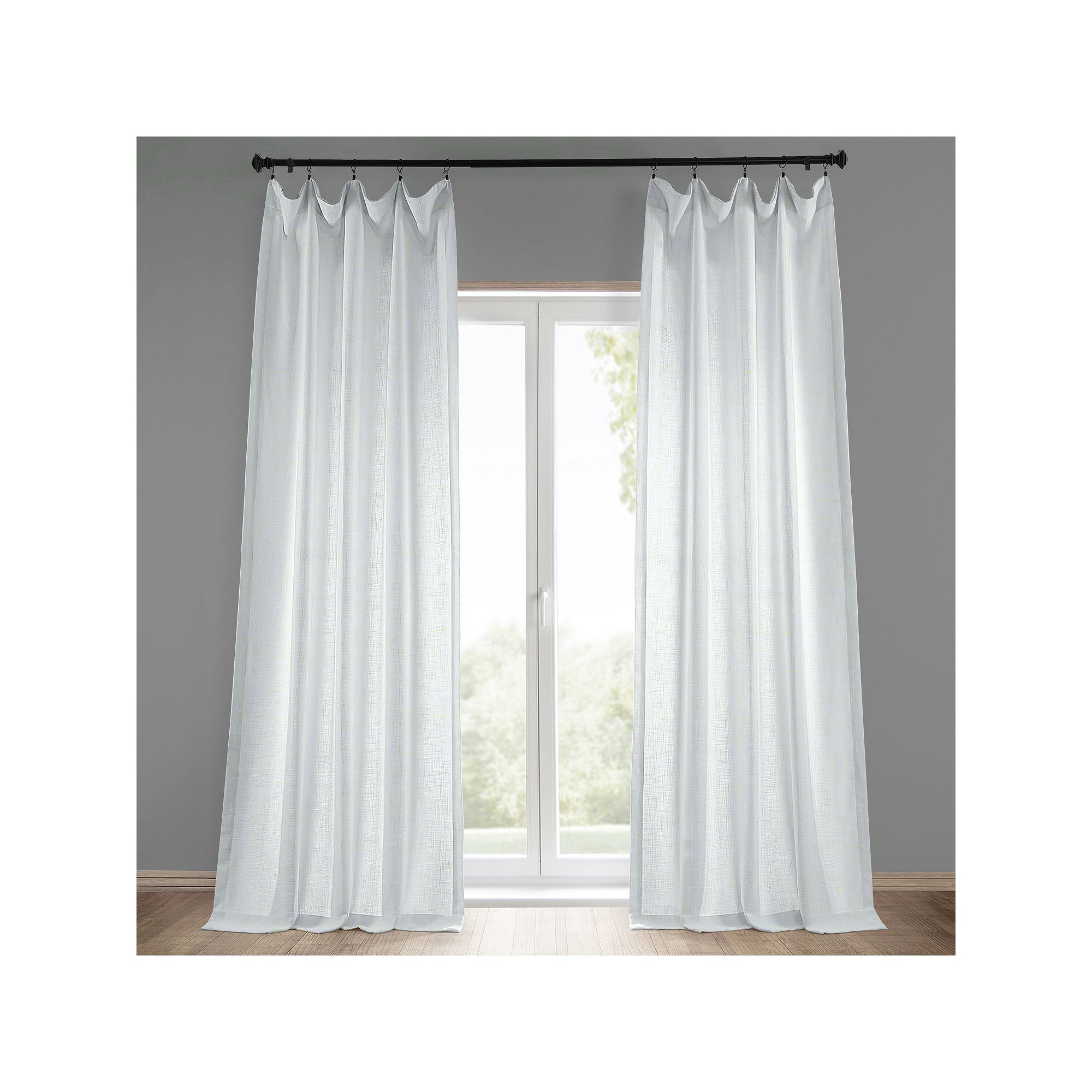 EFF 1-Panel Heavyweight Solid Window Curtain, Rice White
