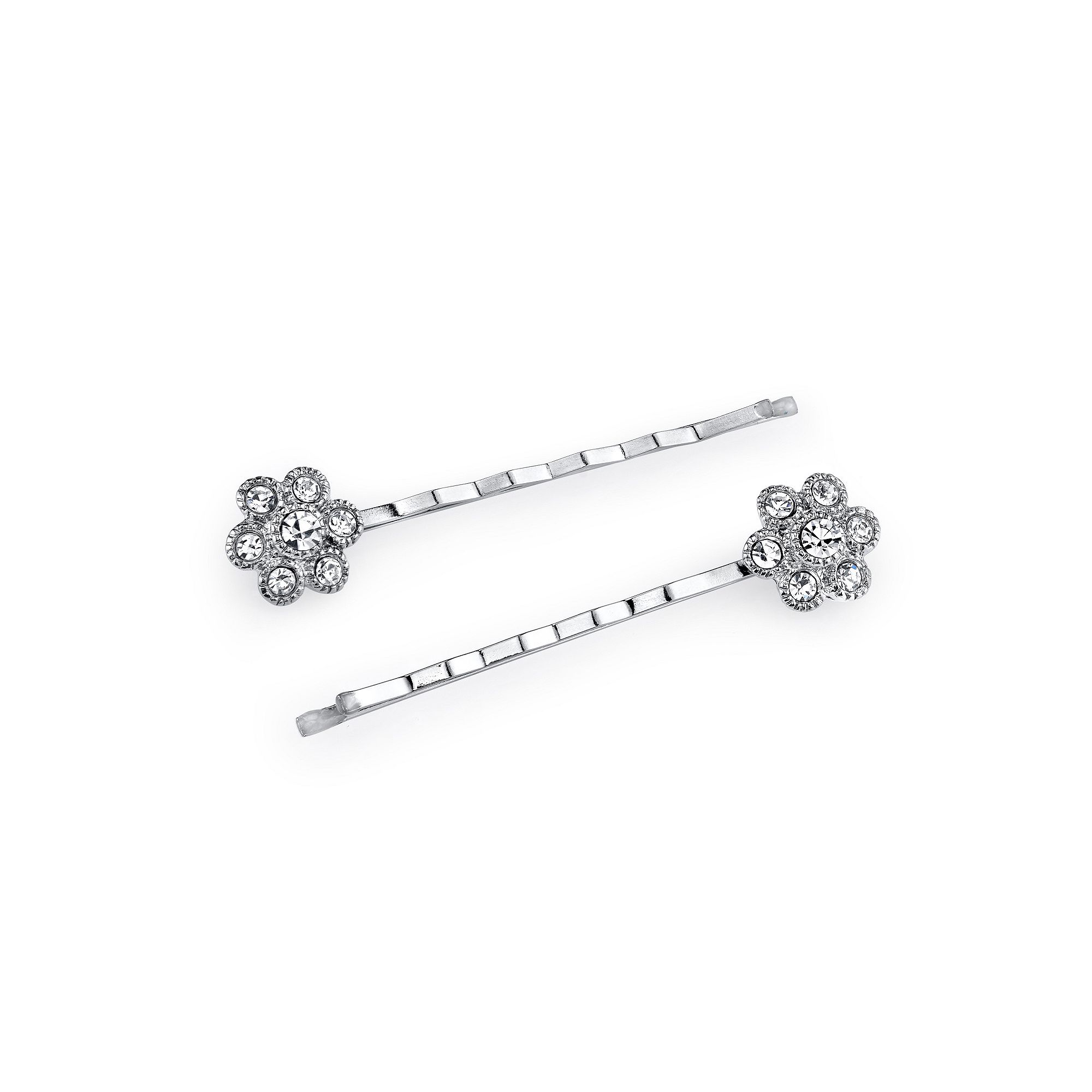 1928 Flower Bobby Pin Set, White