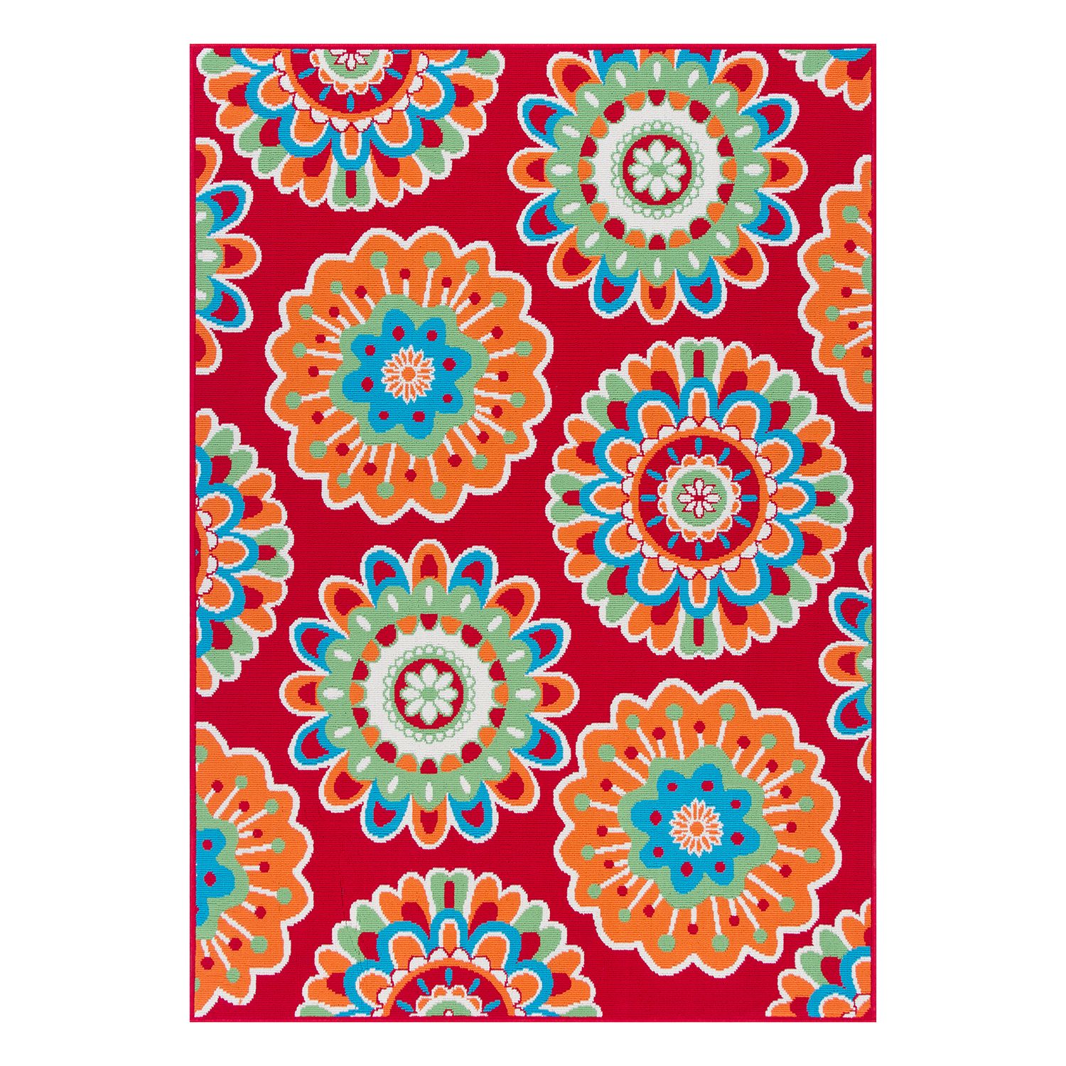 Celebrate Summer Floral Medallion Indoor Outdoor Rug