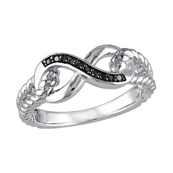 Stella Grace Black Diamond Accent Sterling Silver Infinity Ring